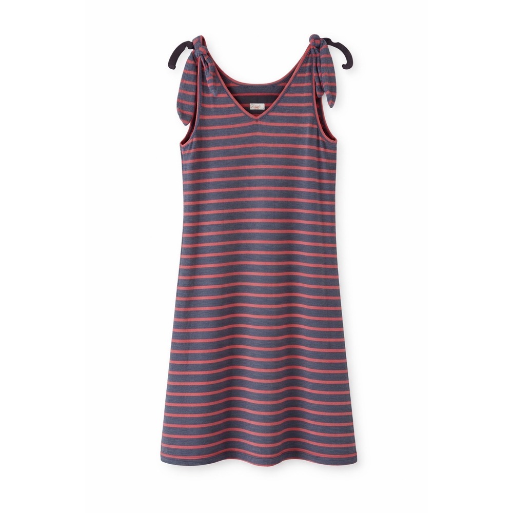 Faherty Women's Striped Dress XS Blue Red Cotton Florence Indigo Dyed Brenton‎